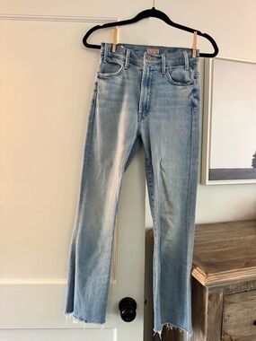 MOTHER High-Rise Light Blue Straight Jeans